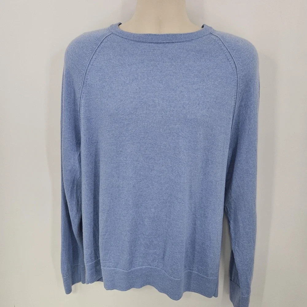 Banana Republic Sweater Mens XL Light Blue Italian Merino Wool Crewneck Pullover